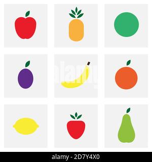 semplici icone di frutta Illustrazione Vettoriale