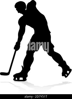 Hockey su ghiaccio giocatore Silhouette Illustrazione Vettoriale