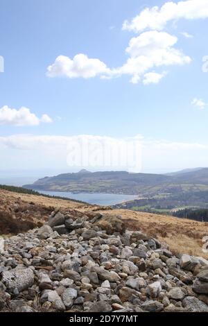 Vista dal Monte Goat cadde alla baia di Brodick, Isola di Arran, Sotland, Regno Unito Foto Stock