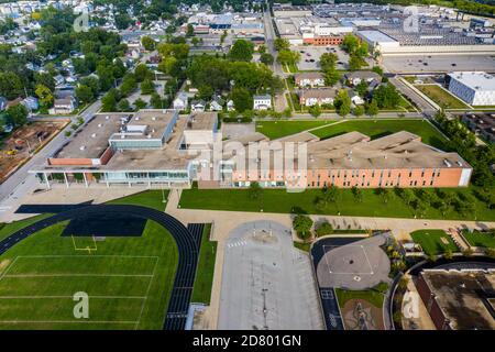 Central Middle School, progettata da Ralph Johnson, 2007, Columbus, Indiana, USA Foto Stock