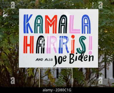 2020 segno del cantiere presidenziale per i democratici Kamala Harris e Joe Biden Foto Stock