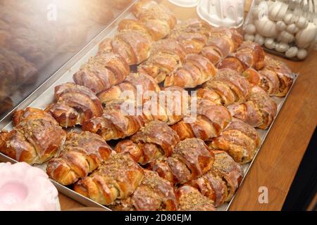 Giornata polacca di San Martino in vendita in una pasticceria e spazio vuoto per il testo Foto Stock