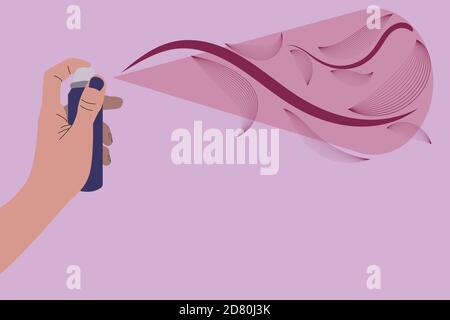 illustrazione vettoriale di una mano con bomboletta spray. Illustrazione Vettoriale