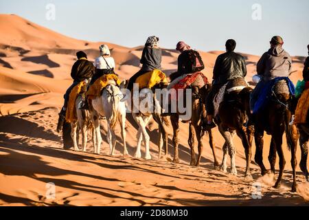 Vista del deserto del sahara in marocco, Nord africa Foto Stock