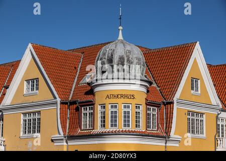 L'Ankerhaus nel centro storico di Skagen, Danimarca Foto Stock