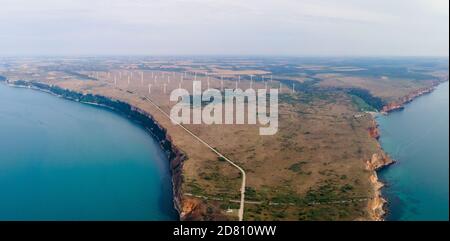 Vista panoramica della cima del capo Kaliakra, vista aerea dall'alto Foto Stock