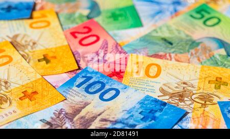 Raccolta delle banconote svizzere (nuova pubblicazione del 2017-2019) Foto Stock