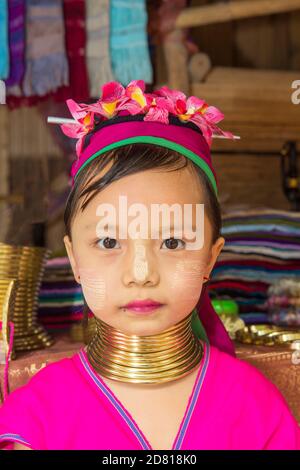 Karen Girl, Chiang Mai, Thailandia Foto Stock