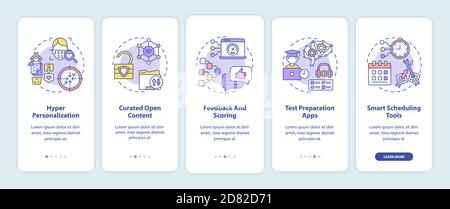 L'intelligenza artificiale nel settore dell'istruzione onboarding della pagina dell'app mobile con i concetti Illustrazione Vettoriale