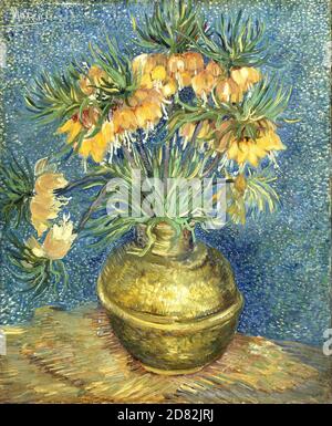 Titolo: Fritillaries imperiali della corona in un vaso di rame Creatore: Vincent van Gogh Data: 1886 Medio: Olio su tela dimensioni: 73 x 60.5 cm Ubicazione: Musee d'Orsay, Parigi Foto Stock