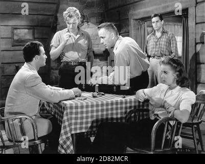 CORNEL WILDE ARTHUR KENNEDY HUMPHREY BOGART ALAN CURTIS e ida LUPINO in ALTA SIERRA 1941 regista RAOUL WALSH sceneggiatura JOHN HUSTON e W.R.BURNET romanzo W.R.BURNET Warner Bros Foto Stock