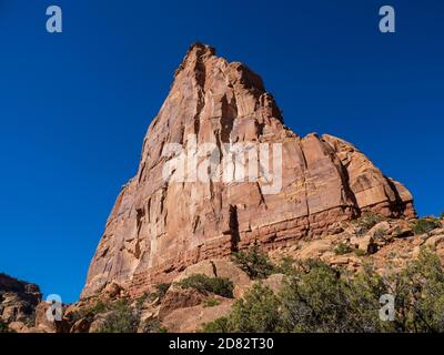 Independence Monument, Monument Canyon Trail, Colorado National Monument vicino a Grand Junction, Colorado. Foto Stock