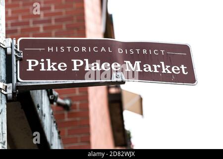 Pike Place Market Street Sign, Seattle-Washington state, USA Foto Stock