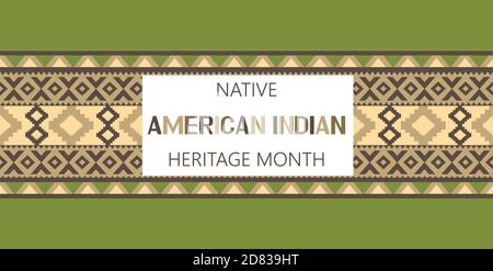 Vettore di concetto del mese indiano di eredità di nativo americano. L'evento si celebra a novembre negli Stati Uniti. Tradizionale ornamento degli Indiani del Nord America è spettacolo Illustrazione Vettoriale