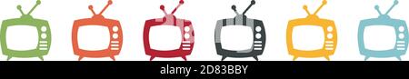 Set di icone colorate del televisore Illustrazione Vettoriale