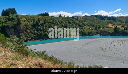 Il fiume Rakaia vicino a Methven South Island NZ Foto Stock