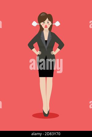 Ritratto completo di arrabbiata donna d'affari. Illustrazione vettoriale Illustrazione Vettoriale