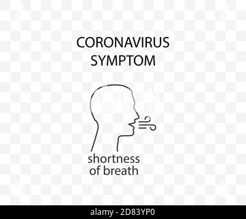 Coronavirus sintomo, mancanza di respiro, covid-19. Illustrazione vettoriale. Illustrazione Vettoriale