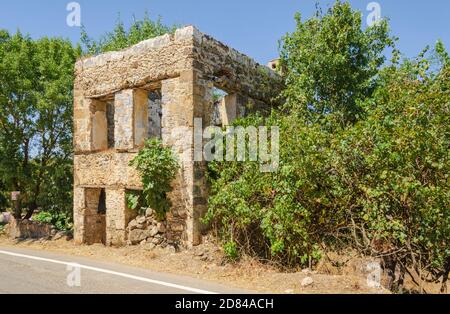 Case abbandonate e le rovine del villaggio di Kayakoy, Fethiye, Turchia Foto Stock