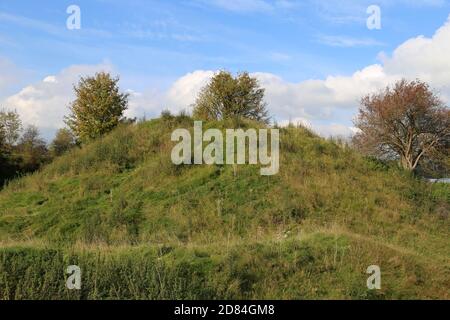 Builth Castle (resti di pietra), Castle Road, Builth Wells, Brecknockshire, Powys, Galles, Gran Bretagna, Regno Unito, Regno Unito, Europa Foto Stock