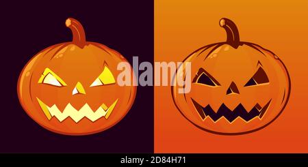 Zucca arancione con sorriso per il vostro design per le vacanze Halloween Illustrazione Vettoriale