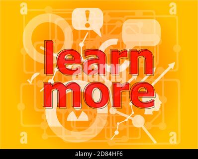 Testo ulteriori informazioni su sfondo digitale. Concetto di istruzione . Grande insieme di elementi infografici Foto Stock