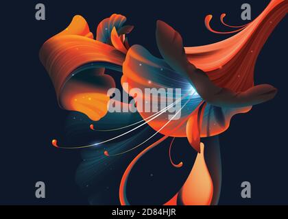 illustrazione vettoriale del fiore artistico astratto al buio sfondo Illustrazione Vettoriale