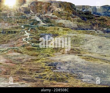 Jupiter Terrace a Mammoth Hot Springs, Yellowstone National Park, Wyoming Foto Stock