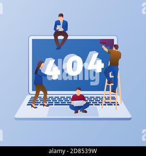 404 errore della pagina del sito web. Concetto di marketing sui social media. Design piatto con gradiente. Vettore moderno. Illustrazione Vettoriale