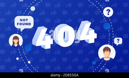 404 errore della pagina del sito web. Concetto di marketing sui social media. Design piatto con gradiente. Vettore moderno. Illustrazione Vettoriale
