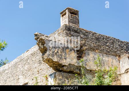 Case abbandonate e le rovine del villaggio di Kayakoy, Fethiye, Turchia Foto Stock