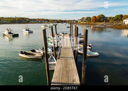 Vista di Camp Ellis durante l'autunno, Maine USA Foto Stock