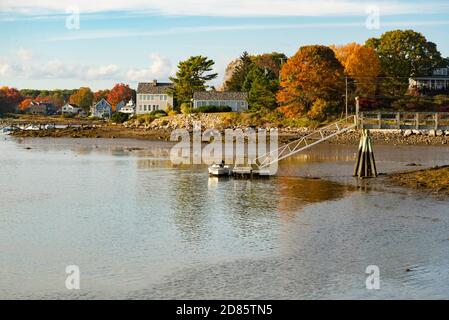 Vista di Camp Ellis durante l'autunno, Maine USA Foto Stock