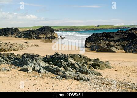 Spiaggia Porth Tyn Tywyn, Traeth Llydan vicino a Rhoseigr, Anglesey, Galles del Nord. Foto Stock