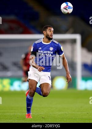 Curtis Nelson della città di Cardiff durante la partita del campionato Sky Bet al Cardiff City Stadium. Foto Stock