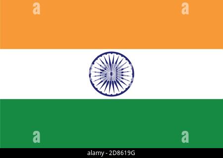 Bandiera dell'India, colori ufficiali e proporzione corretta. Bandiera nazionale dell'India. Illustrazione vettoriale. Illustrazione Vettoriale