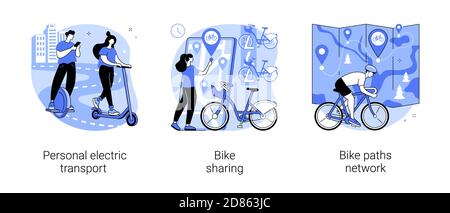 Illustrazioni vettoriali astratte del concetto di trasporto urbano. Illustrazione Vettoriale