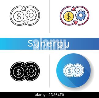Icona di sinergia dei costi Illustrazione Vettoriale