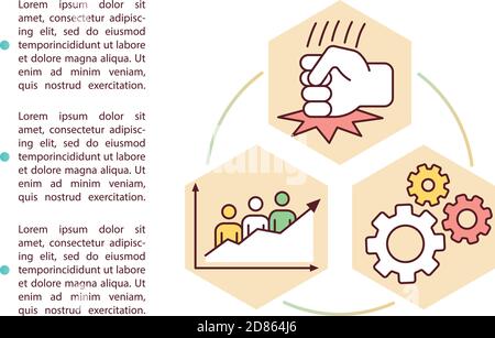 Icona del concetto di movimenti sociali con testo Illustrazione Vettoriale