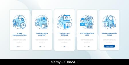 L'intelligenza artificiale nel settore dell'istruzione onboarding della pagina dell'app mobile con i concetti Illustrazione Vettoriale