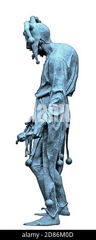 Mantova, casa di Rigoletto, statua bronzea del tragico buffone di Aldo Falchi. Foto Stock