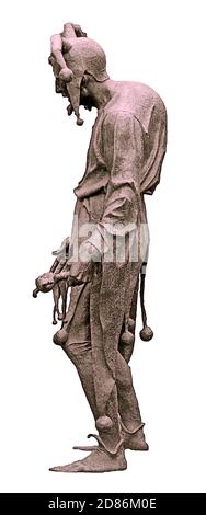 Mantova, casa di Rigoletto, statua bronzea del tragico buffone di Aldo Falchi. Foto Stock