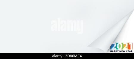 Nuovo anno 2021 sfondo in carta adesivo stile angolo. Illustrazione Vettoriale