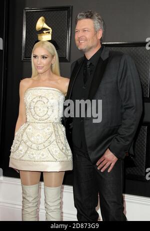 **FILE FOTO** Blake Shelton e Gwen Stefani impegnati** 26 Gennaio 2020 - Los Angeles, California - Gwen Stefani, Blake Shelton. 62° Premio annuale GRAMMY presso lo Staples Center. Credito fotografico: AdMedia/MediaPunch Foto Stock