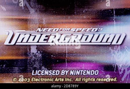 Need for Speed Underground - Nintendo Game Boy Advance Videogame - solo per uso editoriale Foto Stock