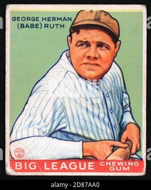 George Herman, Babe Ruth, Big League Chewing Gum card. Questa è una delle serie di 240 stelle di baseball. 1933. Foto Stock