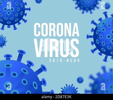 Novel Coronavirus 2019-nCoV . Virus Covid 19-NCP. Il nCoV del coronavirus denotato è il virus dell'RNA a filamento singolo. Sfondo con 3d realistico giallo virus cel Illustrazione Vettoriale