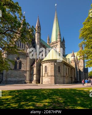 Cattedrale di Nidaros, Cattedrale, Trondheim, Trøndelag, Norvegia, Scandinavia, Europa, viaggio d'avventura, Ufficio dei Presidenti del Co. Dei Vescovi norvegesi Foto Stock