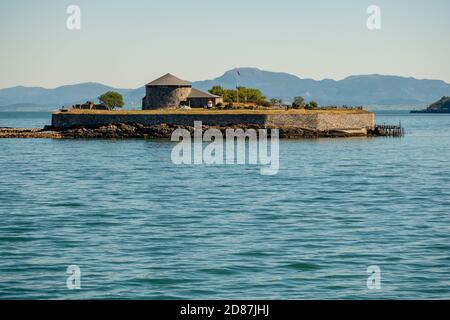 Batteria Munkholmen, Munkholmen batteria, piccola isola in Trondheimsfjord, Trondheim, Trøndelag, Norvegia, Scandinavia, Europa, viaggio avventura, conservati Foto Stock