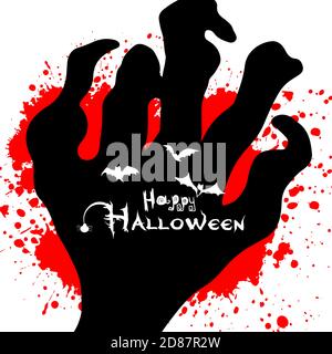 La mano del mostro. Macchie di sangue. Felice Halloween. Illustrazione vettoriale Illustrazione Vettoriale